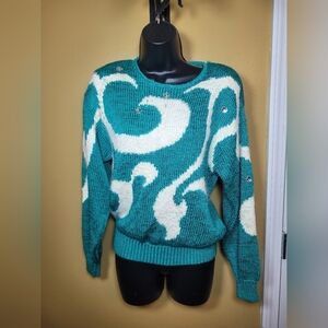 Vintage Christine Angora Blend Bejeweled Sweater sz S